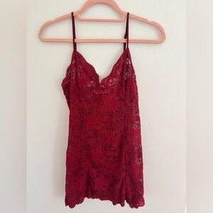 Victoria's Secret Burgundy Lace Slip Dress
